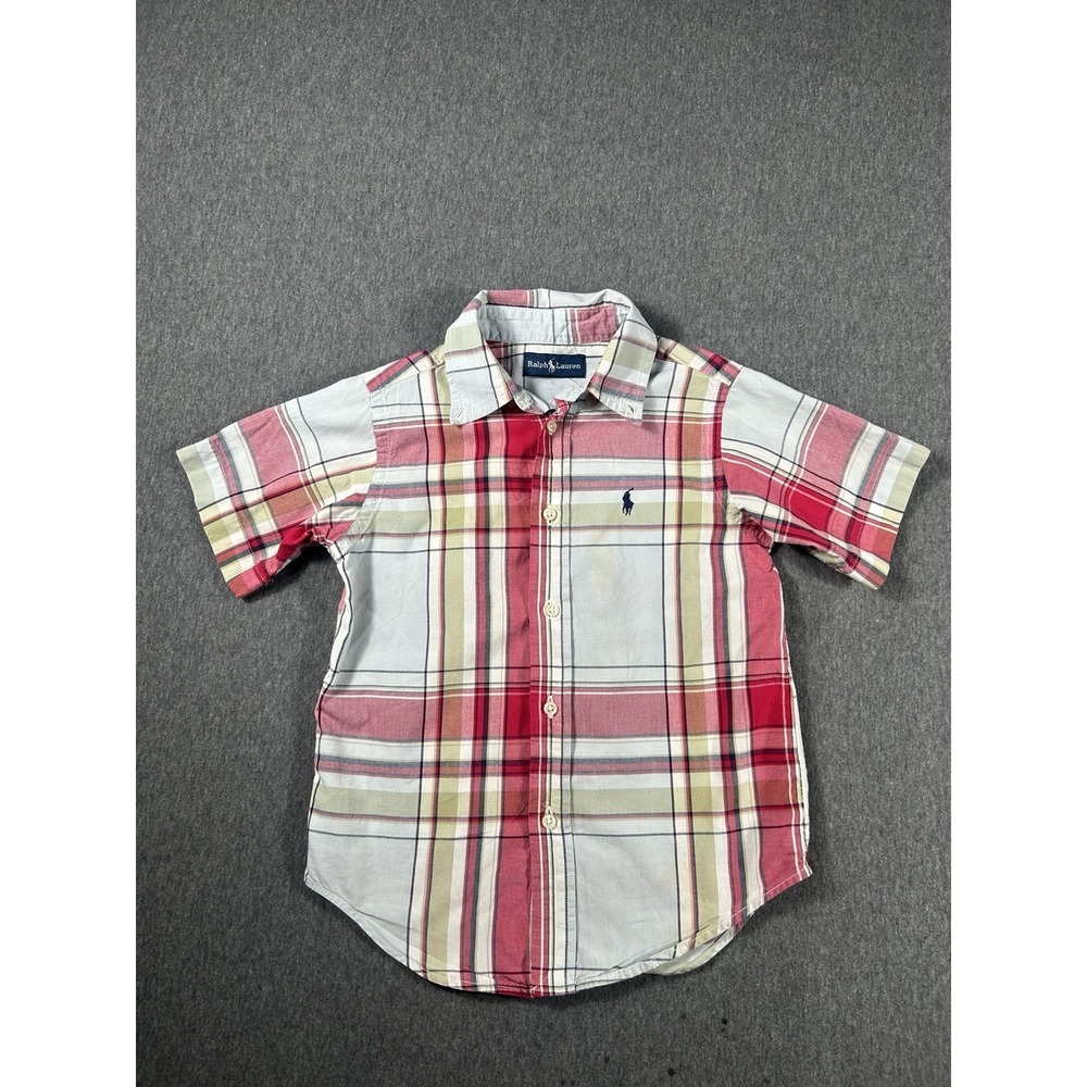 Ralph Lauren Button Down Shirt Kids Youth Red Plaid Long Sleeve 3T